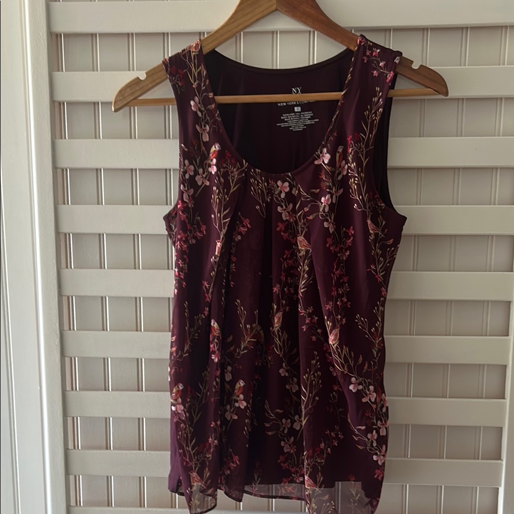 New York & Company Plum Floral Top